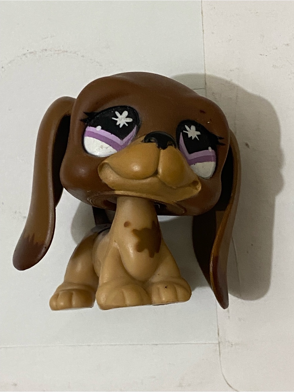 Authentic LPS #932 Dachshund Dog Brown Tan Pink Star Eyes Vintage Hasbro G2